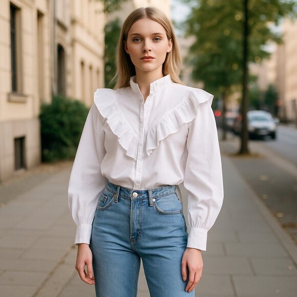 NWT French Connection Organic Cotton Rhodes Poplin Smock Top Blouse - Picture 1 of 11